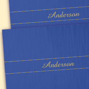 Papel De Seda Elegante escritura dorada sobre fondo azul marino