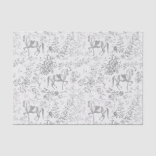 Papel De Seda Elegante estampa floral de caballo gris vintage