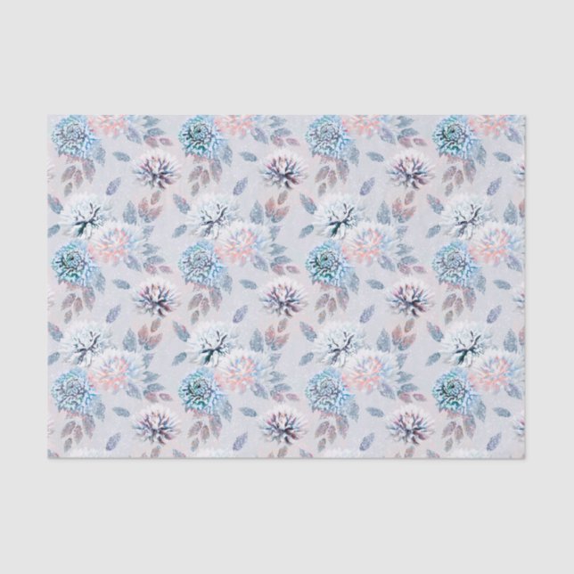 Papel De Seda Elegante estampado floral retro. (Anverso)