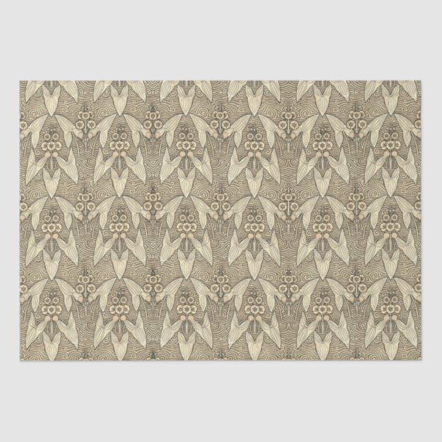 Papel De Seda Elegante estilo Art Nouveau beige floral (Anverso)
