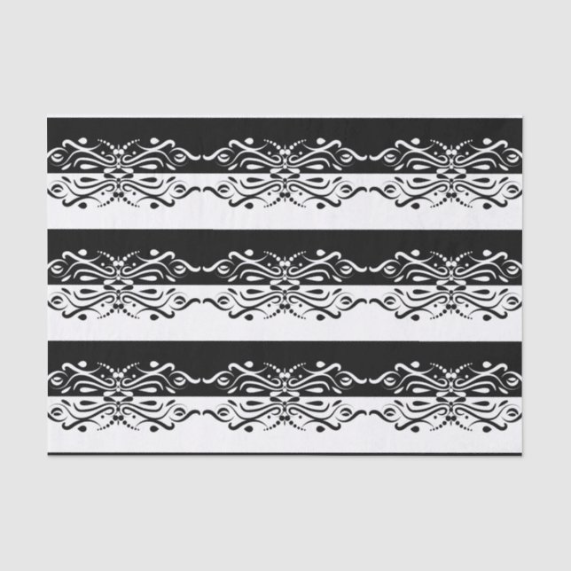 Papel De Seda Elegante estilo Harlequin negro y blanco abstracto (Anverso)