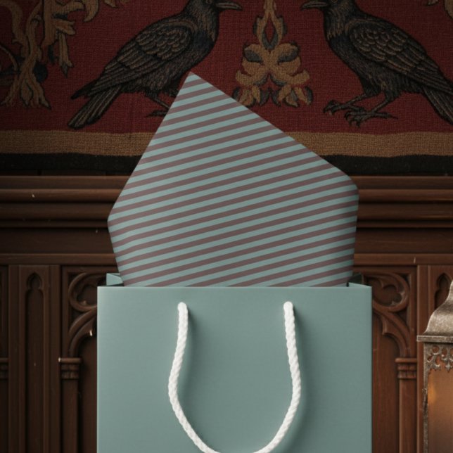 Papel De Seda Elegante Eucalyptus y Plum Dark Halloween a rayas (Elegant Classic Dark Gothic Striped Tissue Paper. Elegant Retro Eucalyptus Green Plum Stripe Pattern)