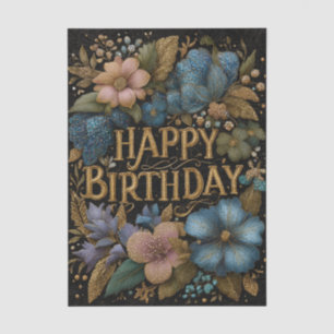 Papel De Seda Elegante felicitación de cumpleaños con texto dora