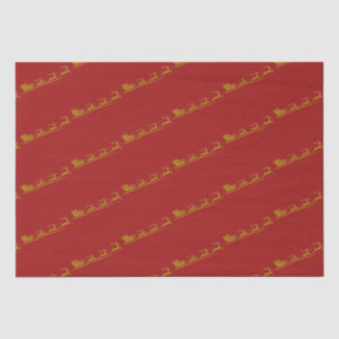 Papel De Seda Elegante Feliz Navidad Oro Santa Sled Navidad