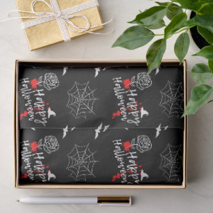 Papel De Seda Elegante Feliz Rosa de Halloween y Bats