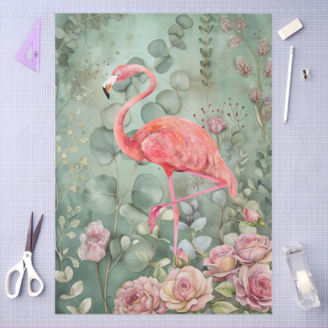 Papel De Seda Elegante Flamingo Rosa Pastel y Decoración Rosa (Artesanía)