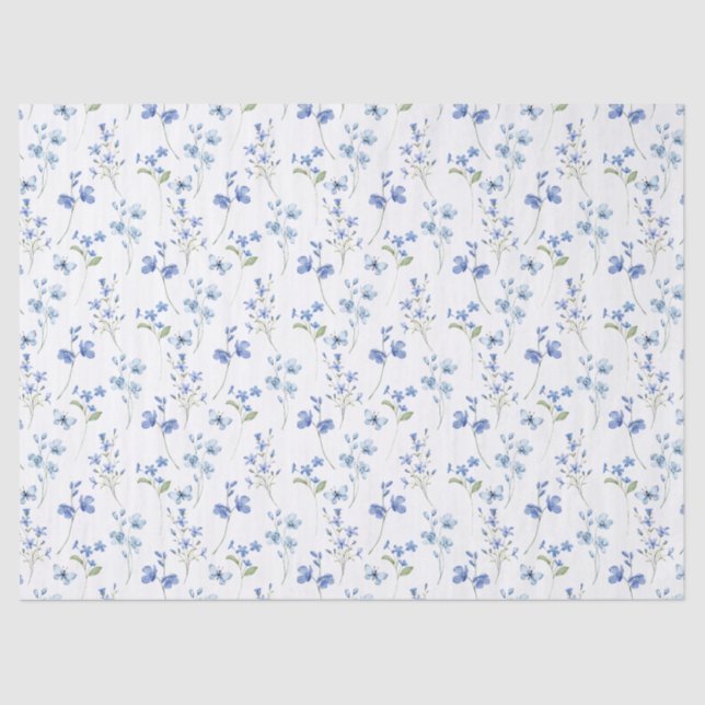 Papel De Seda Elegante Flor azul turquesa (Anverso)