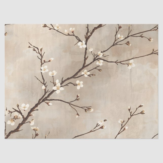 Papel De Seda Elegante Flor Blanca Ramo Mínimo (Anverso)