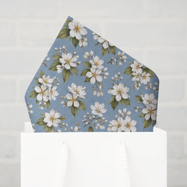 Papel De Seda Elegante Flor de Blosón Azul (Bolsa de regalo)