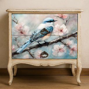 Papel De Seda Elegante flor de cerezo de primavera azul Decoupag