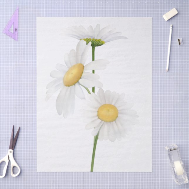 Papel De Seda Elegante flor moderna de margarita (Artesanía)