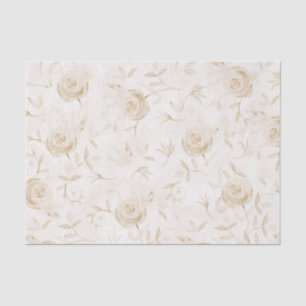 Papel De Seda Elegante Flor Rosa Beige Blanco Patrón
