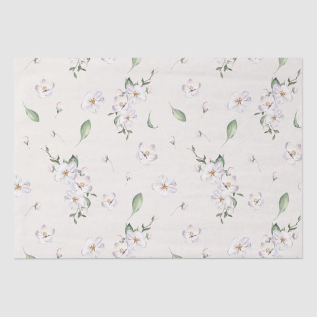 Papel De Seda Elegante Floral Acuarela de Primavera (Anverso)
