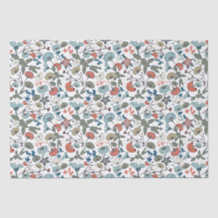 Papel De Seda Elegante floral alegre azul Naranja verde