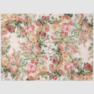 Papel De Seda Elegante Floral Barroco Rosa Decoupage Dorado