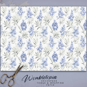 Papel De Seda Elegante Floral de Delfino Azul