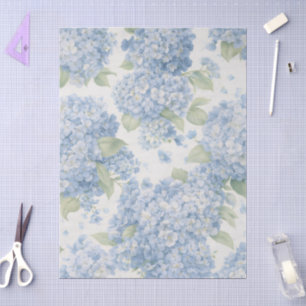 Papel De Seda Elegante Floral de Hortensia Azul