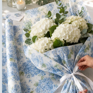 Papel De Seda Elegante Floral de Hortensia Azul