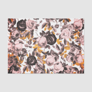 Papel De Seda Elegante floral de Rosas de oro rosado