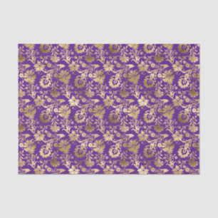 Papel De Seda Elegante floral dorada púrpura 