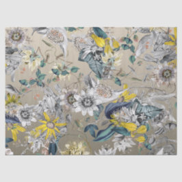 Papel De Seda Elegante floral dorada vintage de color gris amari