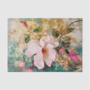 Papel De Seda Elegante floral rosa y dorada