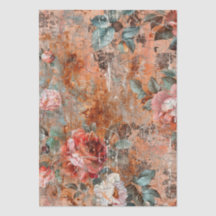 Elegante Floral Rústico Vintage Decoupage Agrietad