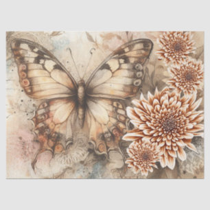 Papel De Seda Elegante Floral Rústico y Encaje Decoupage Vintage