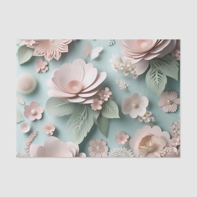 Papel De Seda Elegante floral suave pastel (Anverso)