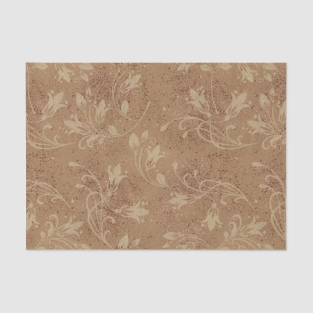 Papel De Seda Elegante Flourish deja a Brown Grunge (Anverso)