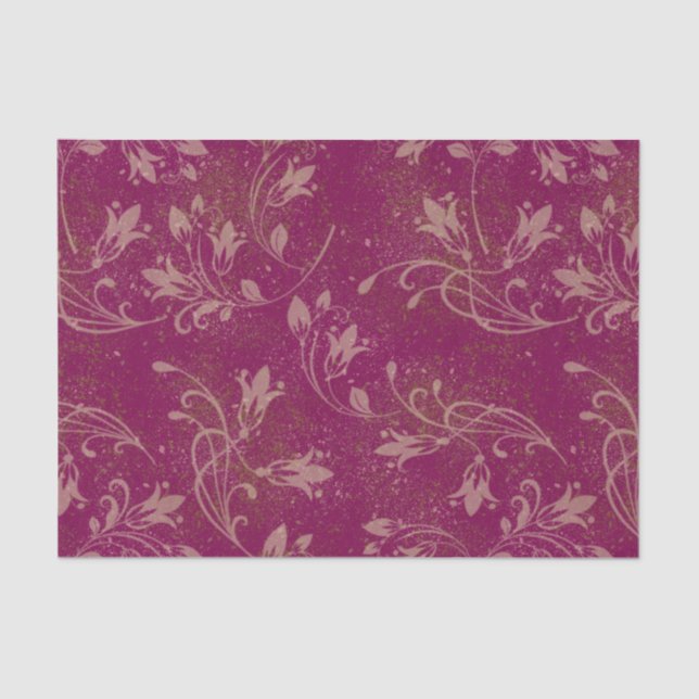 Papel De Seda Elegante Flourish Leaves Rosewood Grunge (Anverso)