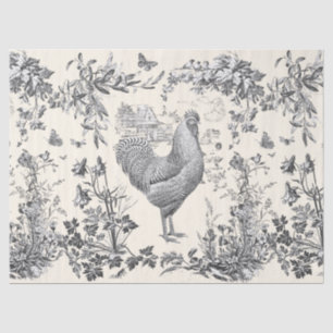 Papel De Seda Elegante Gallo Vintage Gris Beige Floral Toile