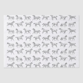 Papel De Seda Elegante Gallopaje Vintage Caballos Gris White Toi