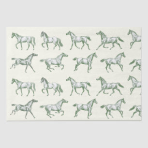 Papel De Seda Elegante galopante vintage para caballos Sage Toil