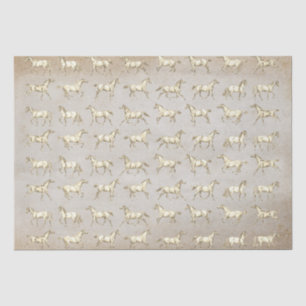 Papel De Seda Elegante galope vintage Horses Beige Toile