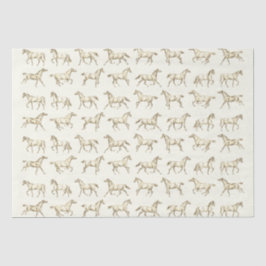 Papel De Seda Elegante galope vintage Horses Beige Toile