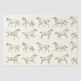 Papel De Seda Elegante galope vintage Horses Beige Toile
