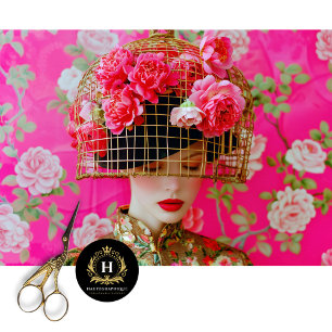 Papel De Seda Elegante Gorra de la jaula floral rosa