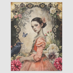 Papel De Seda Elegante Gótico victoriano único Chica jardín flor