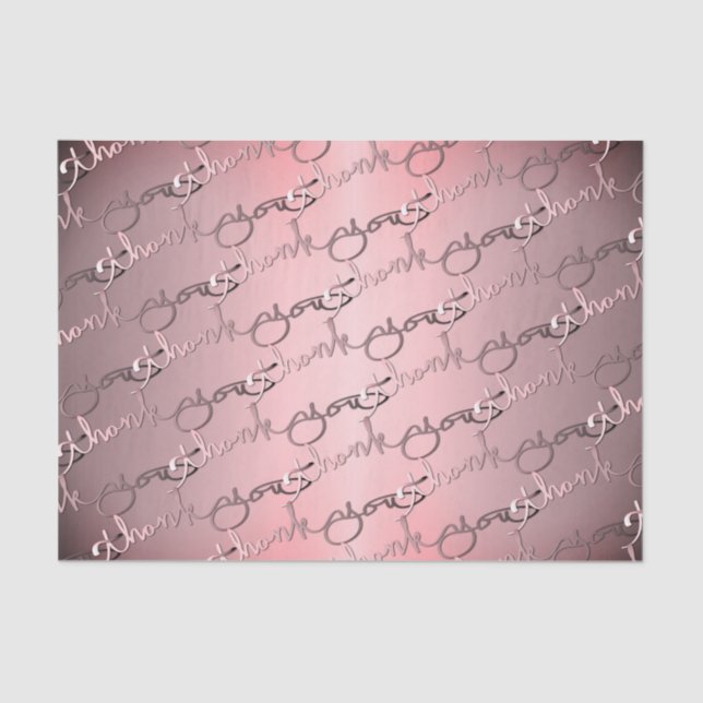 Papel De Seda Elegante "Gracias", escrito a mano, rosa rosado pl (Anverso)