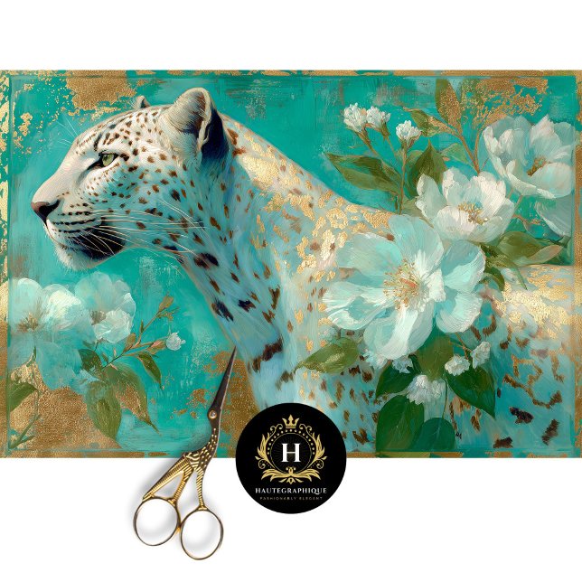 Papel De Seda Elegante guepardo y decoración floral (Subido por el creador)