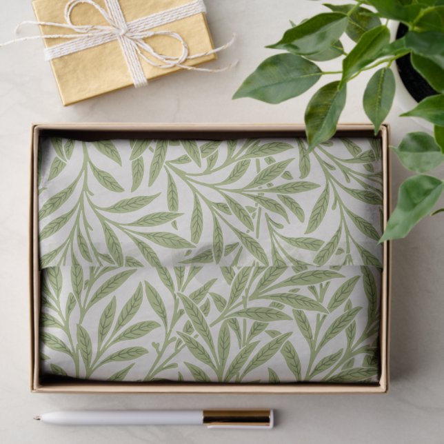 Papel De Seda Elegante Guillermo Morris Green Willow Leaves (Regalo )