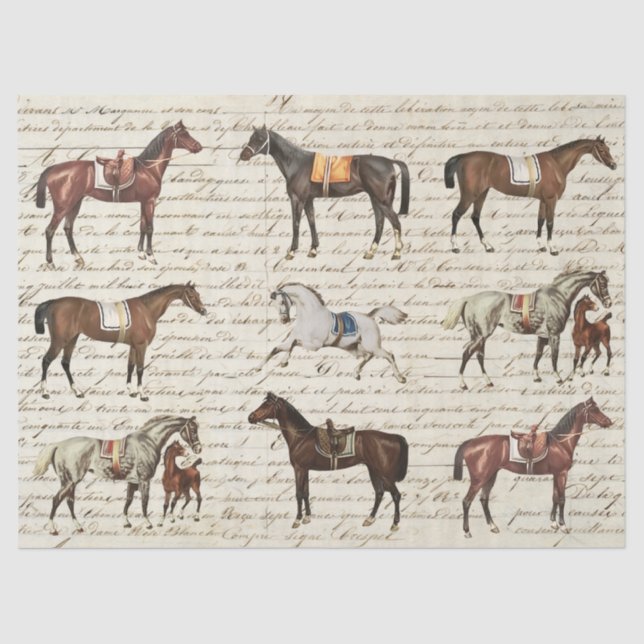 Papel De Seda Elegante guion de beige de caballos adoquinados de (Anverso)