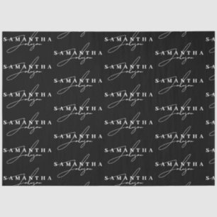Papel De Seda Elegante guión de firma en blanco y negro