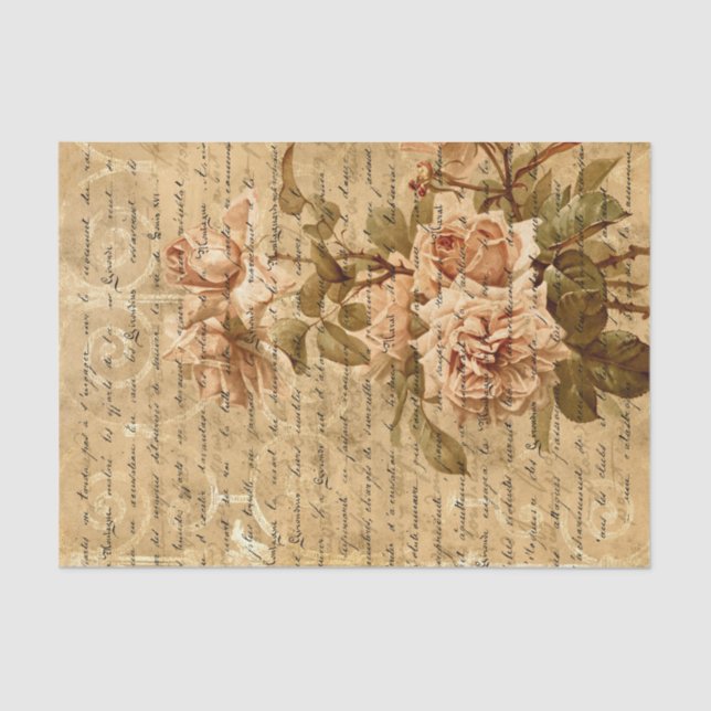 Papel De Seda Elegante guión floral vintage (Anverso)