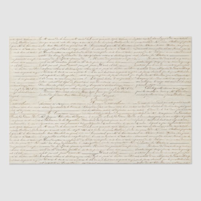 Papel De Seda Elegante guión manuscrito francés vintage (Anverso)