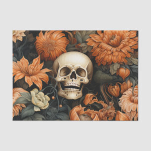 Papel De Seda Elegante Halloween Floral Skull