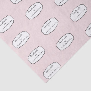 Papel De Seda Elegante 'Hecho a mano por' rosa y negro