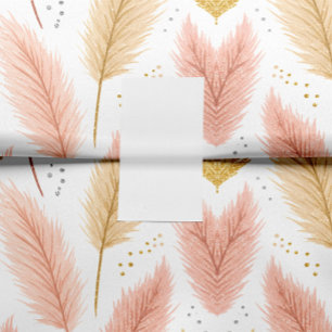 Papel De Seda Elegante hierba de Pampas rosa y dorado brillante