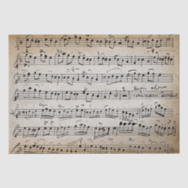 Papel De Seda Elegante hoja manuscrita de época Notas musicales